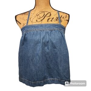 Madewell Denim Tieback Top Medium Cotton Linen Blend